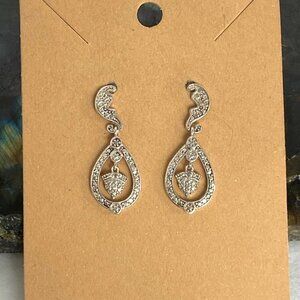 Sterling Silver 925 DBJ Dee Berkley Jewelry Single Diamond Dangle Earrings
